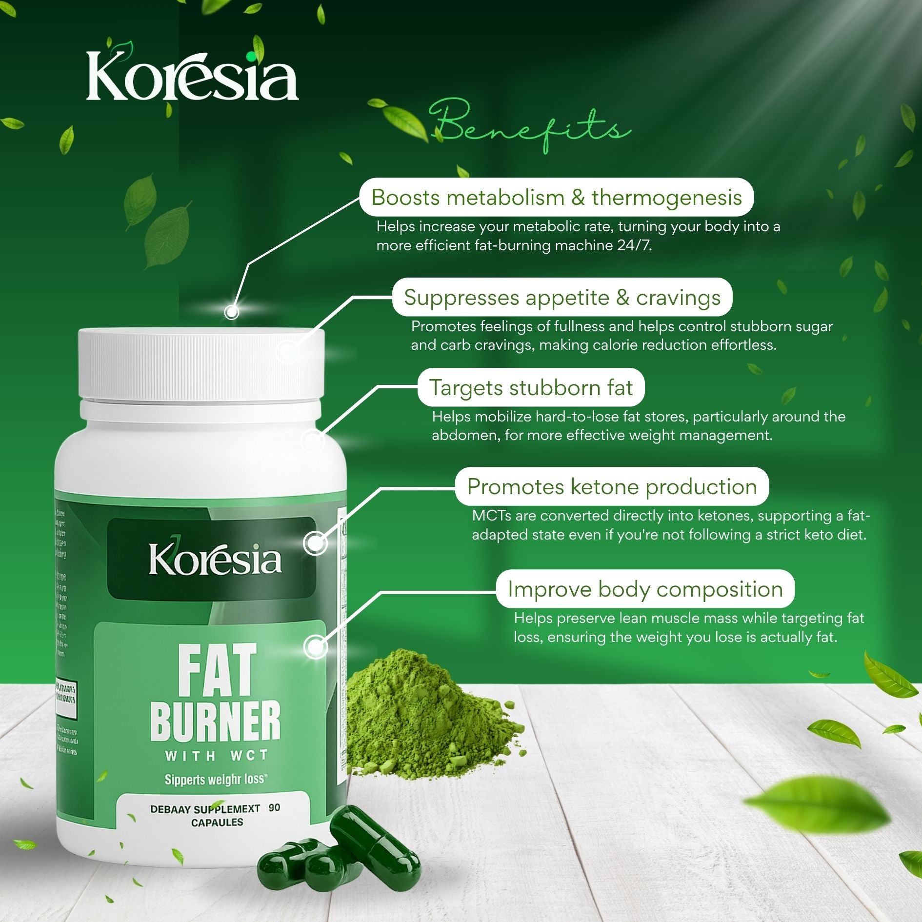 Fat Burner with MCT Oil for metabolism boost and weight management